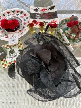 Black Floral Mesh Fascinator Hat